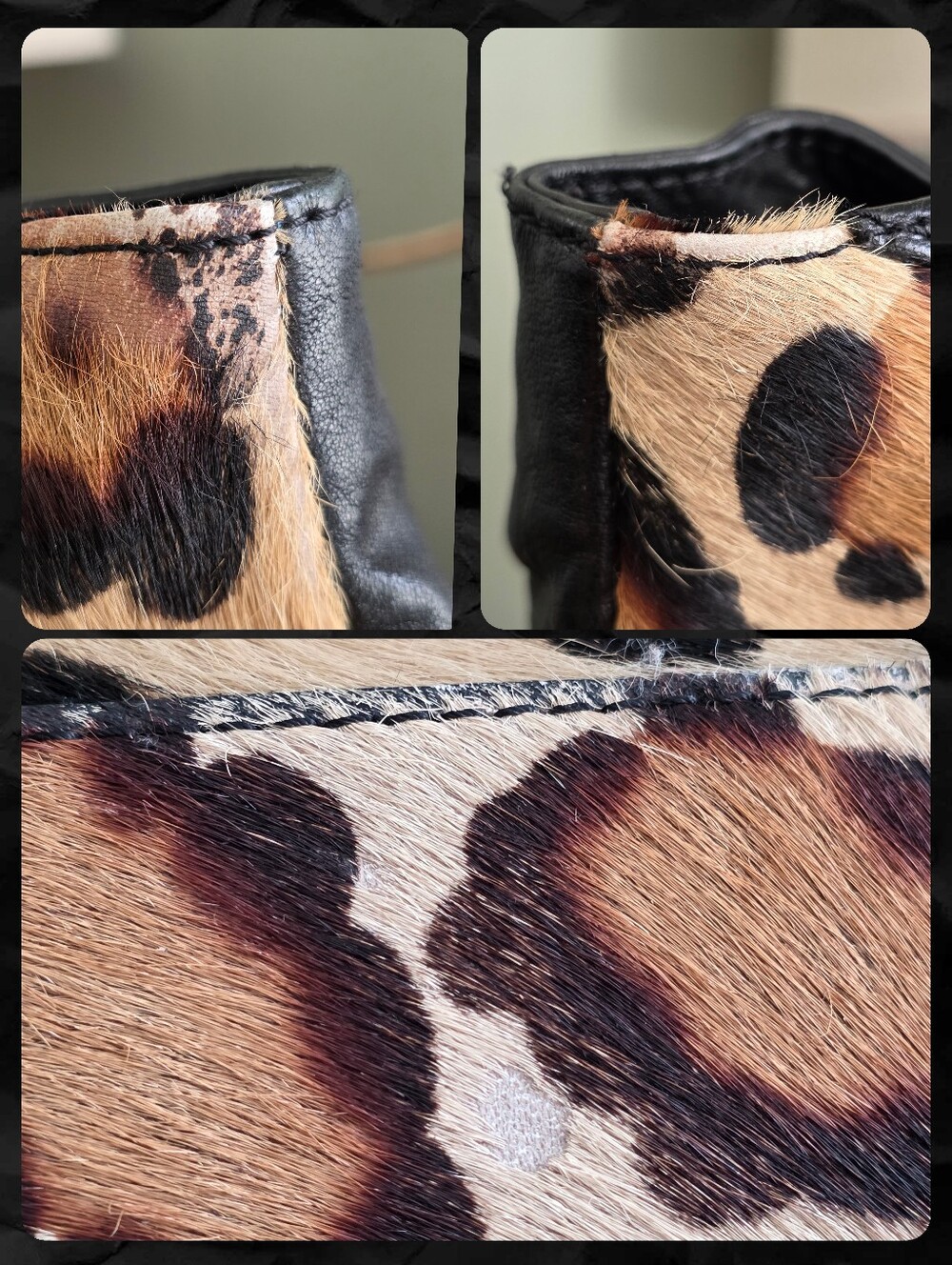 Paolo Masi Leopard Calf Hair Black Leather Shoulder Bag Made in Italy Y2K - Picture 15 of 16